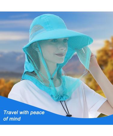 DRYIC Mosquito Head Net Mesh Hat - Extra Fine Holes Insect Netting Bug Face Shield Sun Protection Bug Bee Keeper Outdoor Fishing Hiking Camping Gardening Blue - Buy Online on SooperMarket.com