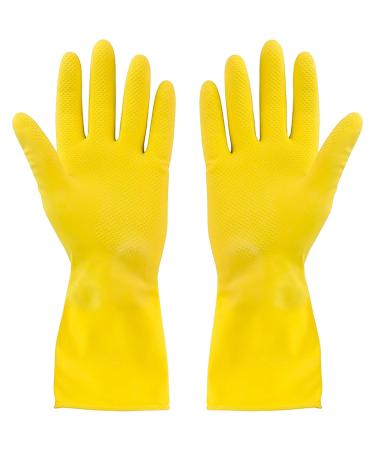 SteadMax 3 Pairs Yellow Cleaning Dish Gloves, Professional Natural Rubber Latex Gloves, Kitchen Dishwashing Gloves (3 pairs) Large