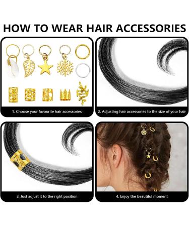 Hair Beads for Braids Xerteam 100 Pieces Hair Jewelry Rings Gold Hair Accessories Hair Cuffs and Braid Rings Hair Charms Dreadlock Accessories FOR Girl Women Men Hair Braids Decoration - Buy Online on SooperMarket.com