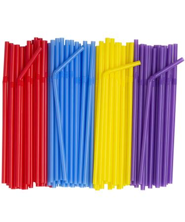 500 Count Flexible Disposable Plastic Drinking Straws - 7.75" High - Assorted Colors