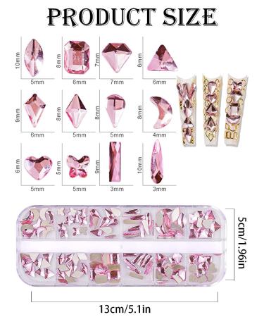 Wsimily Pink AB Crystal Nail Rhinestones Kit | 1620 Pcs Flatback Gems for DIY Manicure | Tweezers & Organizer Box Included - Buy Online on SooperMarket.com