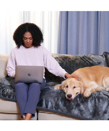 Waterproof Pet Blanket | Liquid Pee Proof Dog Blanket for Sofa Bed Couch | Reversible Sherpa Fleece Furniture Protector Cover | Dark Gray Large 65 x 57 | Suitable for Small, Medium, Large Dogs & Cats - Buy Online on SooperMarket.com