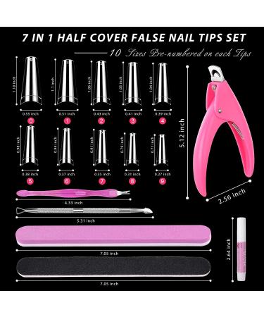 MORGLES 500pcs Clear Coffin Nail Tips Set - Professional Acrylic Nails Kit with Glues, Clipper, Files, and Cuticle Tools - Buy Online on SooperMarket.com