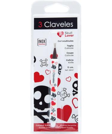 3 Claveles - Skull Lover Collection Stainless Steel Cuticle Pusher with Decorated Leather Pusher 11cm - Buy Online on SooperMarket.com