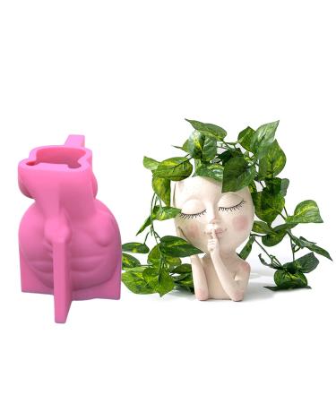 Fogun Silicone Planter Mold Big Head Doll Flower Pot Vase Mold for Concrete Cement Resin Casting Mold for DIY Craft Tool