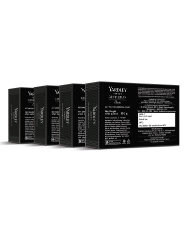 Yardley London Gentleman Classic Activated Charcoal Soap - 99.9% Germ Protection & Deep Cleansing - Pack of 4 (100g Each) - International Shipping Available - Buy Online on SooperMarket.com