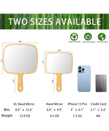YEAKE Natural Bamboo Hand Mirror - Portable Travel Vanity Mirror for Men & Women - Single-Sided, Medium Size 6.9 x 9.9 - Buy Online on SooperMarket.com