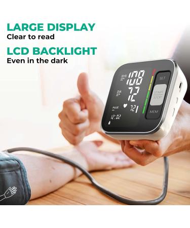 QGUGU Blood Pressure Monitor - Automatic Upper Arm BP Machine with Adjustable Digital Cuff Kit, Backlit Display, 240 Sets Memory - USB Cord & Carrying Case Included - Black - Buy Online on SooperMarket.com