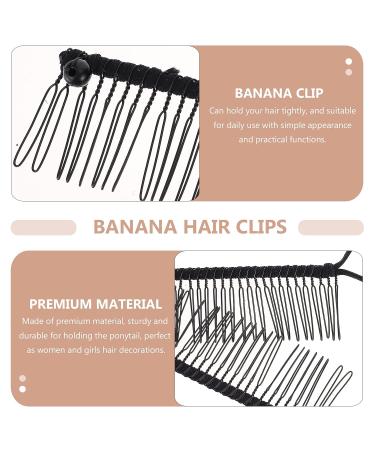KALLORY 2pcs Vintage Stretch Banana Hair Clips | No Crease Hair Grip Styling Tool for Women - Black | 11.5X4.3X1CM - Buy Online on SooperMarket.com