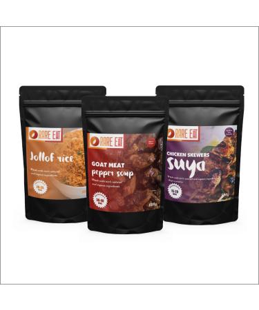 Nigerian Jollof Rice + Goat Meat Peppersoup + Chicken Skewers Suya | Serves 5