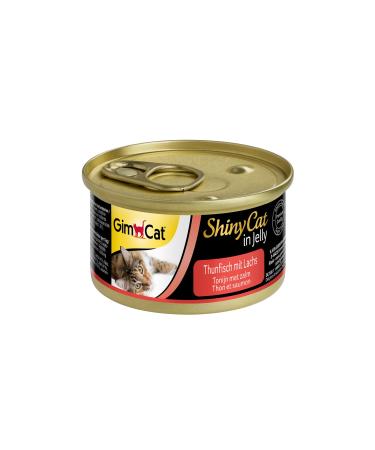 Gimcat Shinycat in Jelly Thuna with salmon - wet food with fish and taurine for cats - 24 cans (24 x 70 g) single tuna with salmon