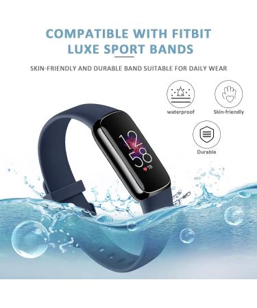 3 Pack Bands for Fitbit Luxe Bands with Screen Protector Case Soft Silicone Sport Replacement Wristbands Strap for Fitbit Luxe Women Small Black+Navy Blue+Gray - Buy Online on SooperMarket.com