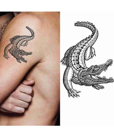 Dopetattoo Six Sheets Temporary Tattoos: Caiman Crocodiles, Tribal Ornaments for Men and Women - Neck, Arm, Chest - Buy Online on SooperMarket.com