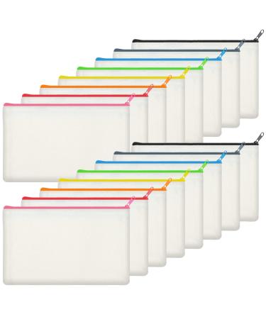EOOUT 16pcs Blank Canvas Zipper Pouch for DIY Craft Canvas Makeup Bags Small Pencil Pouch with Colored Zipper in Bulk Canvas Cosmetic Bag Multi-Purpose Travel Bags (8.3 5inch) colorful 16 pack
