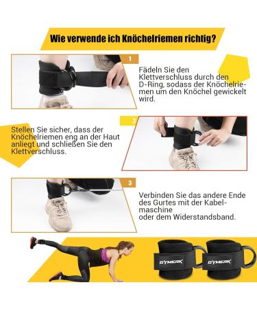 GYMERK Foot Loops Cable Pull - 2pcs Comfortable 7mm Padding Elastic Kickbacks for Men & Women - Black - Buy Online on SooperMarket.com