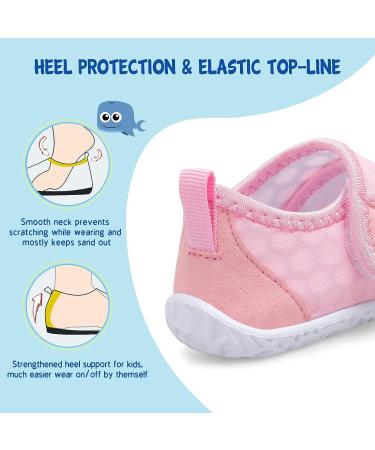 LeIsfIt Toddler Water Shoes - Quick-Dry Aqua Socks for Boys and Girls | Lightweight Non-Slip Swim Shoes for Kids | Breathable Beach Shoes - Size 7 Toddler (Pink) - Buy Online on SooperMarket.com
