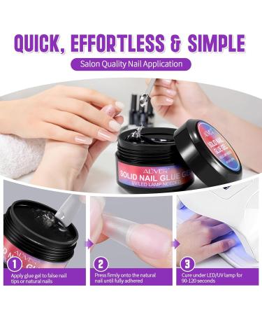 Solid Nail Glue Gel for False Nail Tips - Super Strong Long Lasting UV Cured | 15g - Ideal for Acrylic Nails Art & Press On Nails at Home - Buy Online on SooperMarket.com