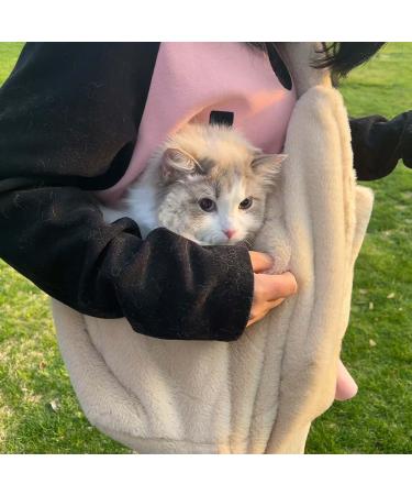 Warm Plush Small Dog Sling Cat Carrier Hand-Free Pet Sling Carrier Pet Puppy Travel Bag Cat Carrier Shoulder Bag Outdoor Travel Puppy Carrier Bag for Daily Walk Travel Outdoor Beige - Buy Online on SooperMarket.com
