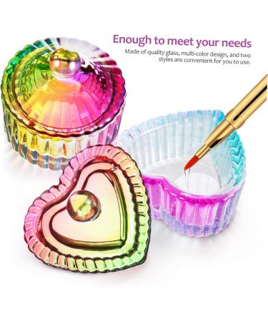 Beavorty 10 Pcs colorful crystal cup acrylic nails glass storage bowl glass bowls monomer dishes with lids nail art cup colored glass monomer acrylic nail liquid nail brush manicure - Buy Online on SooperMarket.com