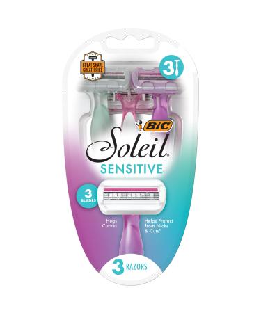 BIC Soleil Sensitive Women's Disposable Razor  Triple Blade  Count of 3 Razors  With Aloe Vera for a Smooth Shave Pack of 1