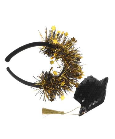MUSISALY Doctor Hat Headband Grad Cap Headbands with Tassel Glitter Hair Hoop for Grad Party Head Bands Hats Has Tiara Decorate Party Headdress Party Supply Aldult Felt Cloth Hair Piece