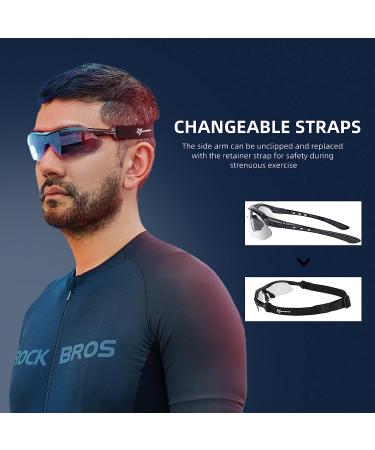 ROCKBROS Photochromic Sports Sunglasses | Men's Cycling Glasses with Removable Elastic Band - Black - Buy Online on SooperMarket.com
