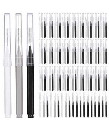 Patelai 100 Pieces Braces Brush for Cleaner Interdental Brush Toothpick Dental Tooth Flossing Head Oral Dental Hygiene Flosser Toothpick Cleaners Tooth Cleaning Tool (Black White Gray)