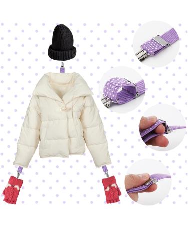 PEUTIER 4pcs Mitten Clips and Hat Clip Elastic Stainless Steel Winter Glove Clips Glove Attachment Clips Mitten Holder String Attachment Straps for Toddlers Kids Adults Purple - Buy Online on SooperMarket.com