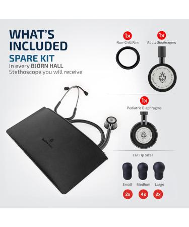 Scandinavian Classic Matte Black Stethoscope - Lightweight 5.1oz Dual Head Chestpiece 29in Black Tube for Nursing - Buy Online on SooperMarket.com