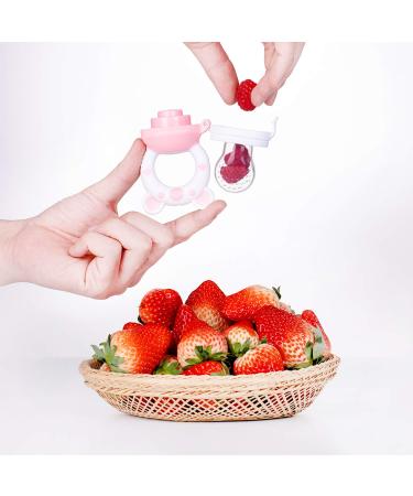 Infant Fruit Feeder Pacifier - 6 Pcs Silicone Pouches for Toddlers - 2-Pack (Light Pink) - Buy Online on SooperMarket.com