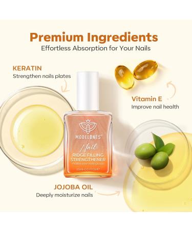 Modelones 15ml 8-in-1 Nail Strengthener & Ridge Filling Base Coat Nail Polish Repair Kit Nail Growth Treatment for Thin and Damaged Nails Gold Glow - Buy Online on SooperMarket.com