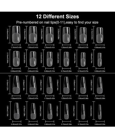 AORAEM 240pcs Acrylic False Nail Tips - Square & Coffin Shapes for DIY Nail Salon - Buy Online on SooperMarket.com