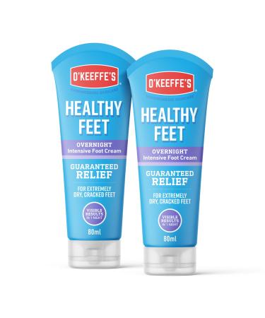 O Keeffe s Healthy Feet Overnight 2 x 80ml Tubes Intensive Foot Cream for Extremely Dry Cracked Feet | Visible Results in 1 Night 80 g (Pack of 2)