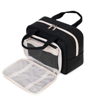 Full Size Toiletry Bag Large Makeup Bag Organizer Travel Cosmetic Bag for Women (Black)