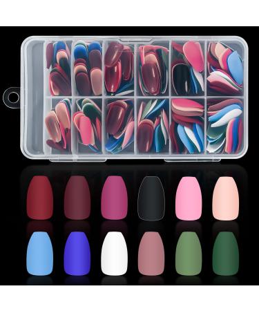 Coffin Nails 500pcs Acrylic False Nail Tips Coffin Ballerina Nails 10 Sizes With Bag for Nail Salons and DIY Manicure (288PCS 10Sizes, Coffin-shape)