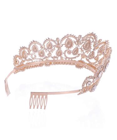 SNOWH Rhinestone Wedding Tiara - Rose Gold Princess Crown for Women and Girls - Buy Online on SooperMarket.com