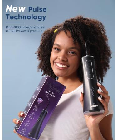 MySmile Water Dental Flosser - Cordless Oral Irrigator with 5 Cleaning Modes | 4 Replaceable Jet Tips | USB Rechargeable | IPX7 Waterproof - Teeth Cleaning Tool with PU Bag - Buy Online on SooperMarket.com