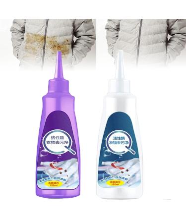 Xebular 1/2PCS Active Enzyme Clothing Stain Remover Oil Stain Remover Clothes Stain Remover For White Clothes Stain Remover For Clothes Liquid Detergent For Most Types Of Clothes (A+B)