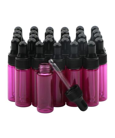 Rowiz Small Dropper Bottles for Essential Oil Lotion Perfume Sample Vials with Glass Eye Droppers and Black Caps 30 Pack