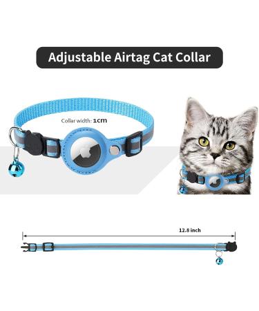 KOLACEN Reflective AirTag Cat Collar GPS Cat Collar with Adjustable AirTag Holder Bell Breakaway Buckle Compatible with Apple AirTag Anti-Lost Cat Tracker Collar for Cats Kittens Small Dogs (Blue) - Buy Online on SooperMarket.com