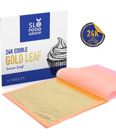 Slofoodgroup 24 Karat Edible Gold Leaf Loose Sheets - 10 Sheets Per Book - 3.15in x 3.15in Size - for Edible Decoration, Crafting, Art - Buy Online on SooperMarket.com