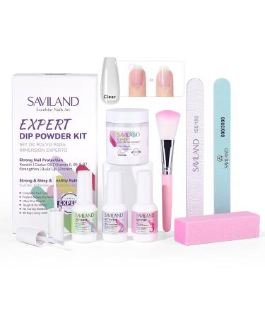 SAVILAND Clear Dip Powder Nail Kit - 60g Starter Set for French Manicure | Professional Dipping Powder & Liquid | International Shipping - Buy Online on SooperMarket.com