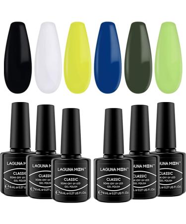 LagunaMoon Neon Gel Nail Polish Set - 6 Vibrant Colors for Salon-Quality DIY Nails - UV/LED Soak Off Lacquer Kit for Manicure & Pedicure - Greener Pastures Collection - Buy Online on SooperMarket.com