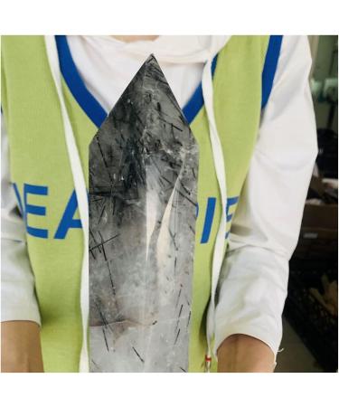 Natural Clear Black Tourmaline Quartz Crystal Obelisk Wand Point 1pc (Size : 1400-1500g) - Buy Online on SooperMarket.com