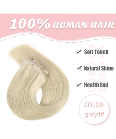 Vlasy 14 Inch Grey4# Clip in Hair Extensions - 100% Human Hair, Seamless, Natural Thick Weft - 7 Pieces for Women (70 g) - Buy Online on SooperMarket.com