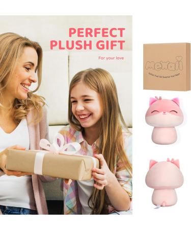 Mewaii 14'' Soft Pink Fox Mushroom Pillow Stuffed Animal Plush - Cuddly Squishy Toy for Kids | Pink Fox 14 Inch - Buy Online on SooperMarket.com