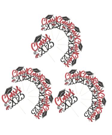 Warmhm 18 Pcs 2023 Graduation Arrangements Grad Cupcake Toppers Mw Class of 2023 Black Cake Decorations Decorative Cupcake Adorn Cake Supplies Happy Graduation Paper Cup Red Accessories