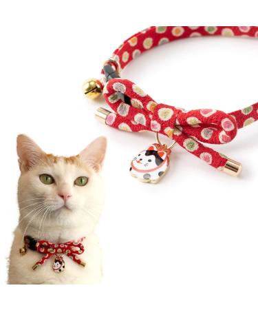 Necoichi Zen Hariko Charm Cat Collar Red