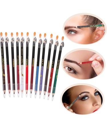 Gogogmee 12pcs Lip Liner Eyeliner Eyebrow Pen Eyeliner Black Eyebrow Precision Brush Wooden - Buy Online on SooperMarket.com