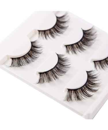3D Eyelashes False Eyelashes Natural Look Handmade Artificial Eyelashes Fluffy Lashes Reusable Multipack (3 Pairs)